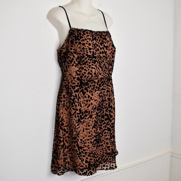 Lush Leopard Dress Sz L Crushed Velvet Adjustable Straps Party Cocktail Holiday - Picture 3 of 16